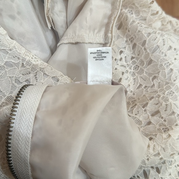 Off-White Lace Midi Sleeveless Dress with Wide-U Neckline and Banded Waistline - Picture 8 of 8